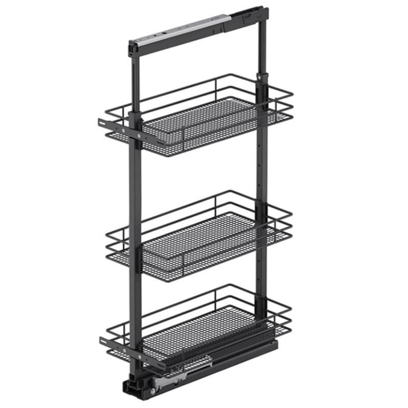Vauth-Sagel 13-3/4" 3-Tier Saphir Pullout Basket with Soft Close, Carbon Steel Gray