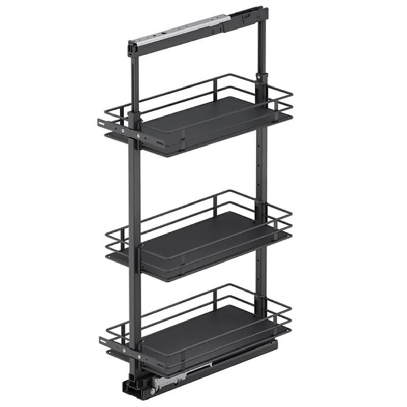 Vauth-Sagel 13-3/4" 3-Tier Scalea Pullout Basket with Soft Close, Carbon Steel Gray