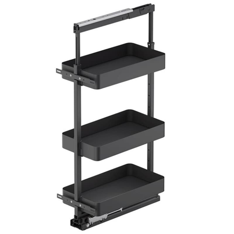 Vauth-Sagel 13-3/4" 3-Tier Planero Pullout Basket with Soft Close, Carbon Steel Gray