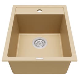 Karran QT-825 15-3/4" Single Bowl Quartz Bar/Prep Sink, Top Mount, Bisque, QT-825-BI