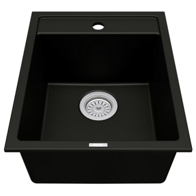 Karran QT-825 15-3/4" Single Bowl Quartz Bar/Prep Sink, Top Mount, Black, QT-825-BL