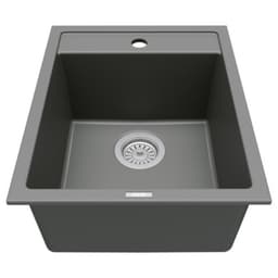 Karran QT-825 15-3/4" Single Bowl Quartz Bar/Prep Sink, Top Mount, Gray, QT-825-GR