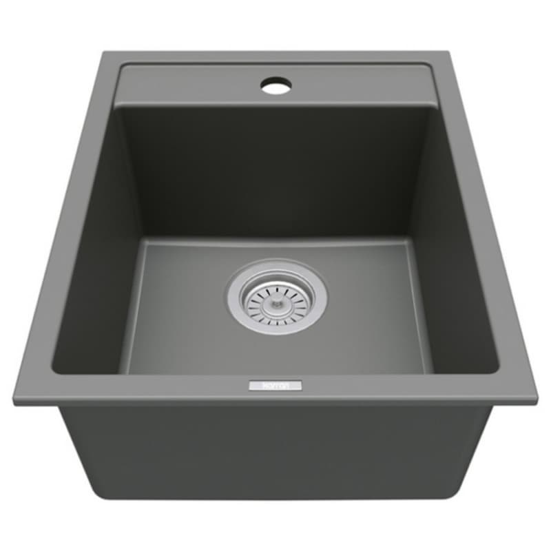 Karran QT-825 15-3/4" Single Bowl Quartz Bar/Prep Sink, Top Mount, Gray, QT-825-GR