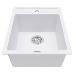 Karran QT-825 15-3/4" Single Bowl Quartz Bar/Prep Sink, Top Mount, White, QT-825-WH