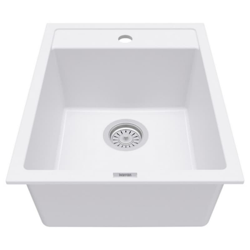 Karran QT-825 15-3/4" Single Bowl Quartz Bar/Prep Sink, Top Mount, White, QT-825-WH