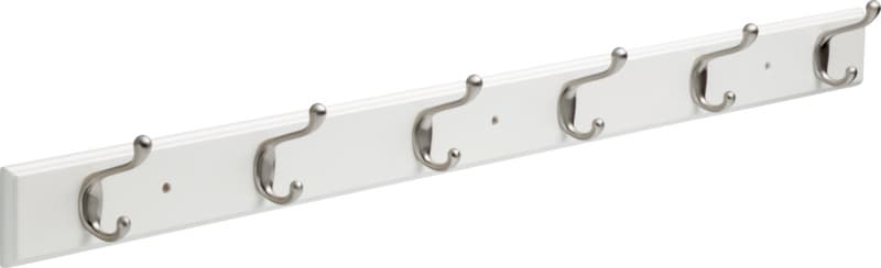 Liberty White and Satin Nickel Coat and Hat Hook Rack, 45", Flat White & Satin Nickel - 45CHHR-WSN-L1