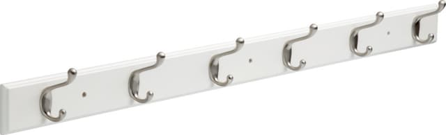 Liberty 45" Coat & Hat Hook Rack, White/Satin Nickel
