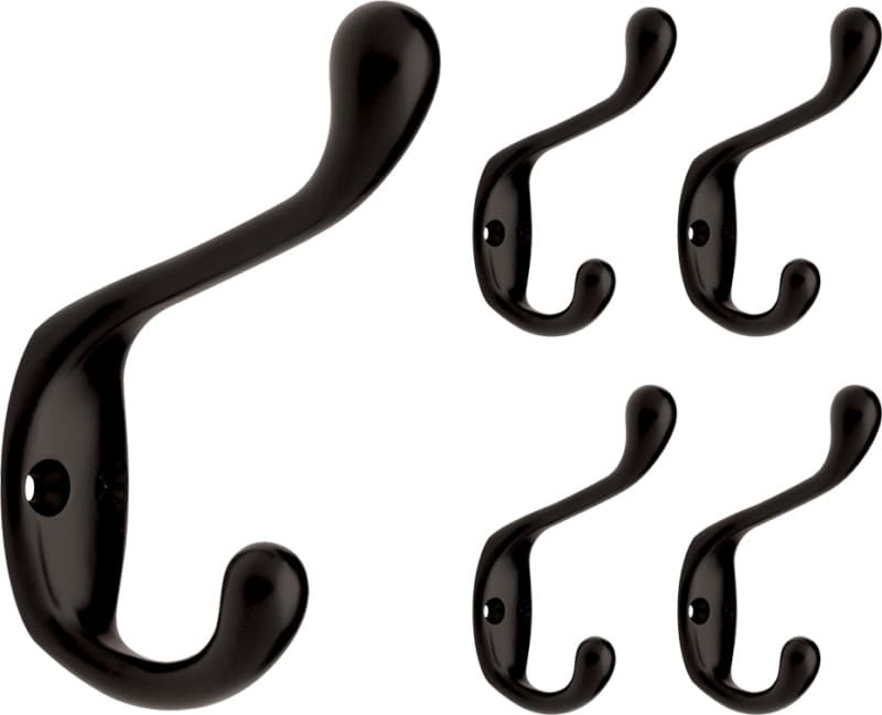 Franklin Brass Heavy Duty Coat and Hat Hook, 3", Matte Black, 5 per pack - B42302M-FB-C