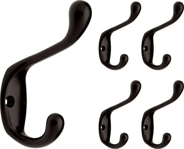 Heavy Duty Coat and Hat Hook, 3", White, 5/Pack - B42302M-W-C