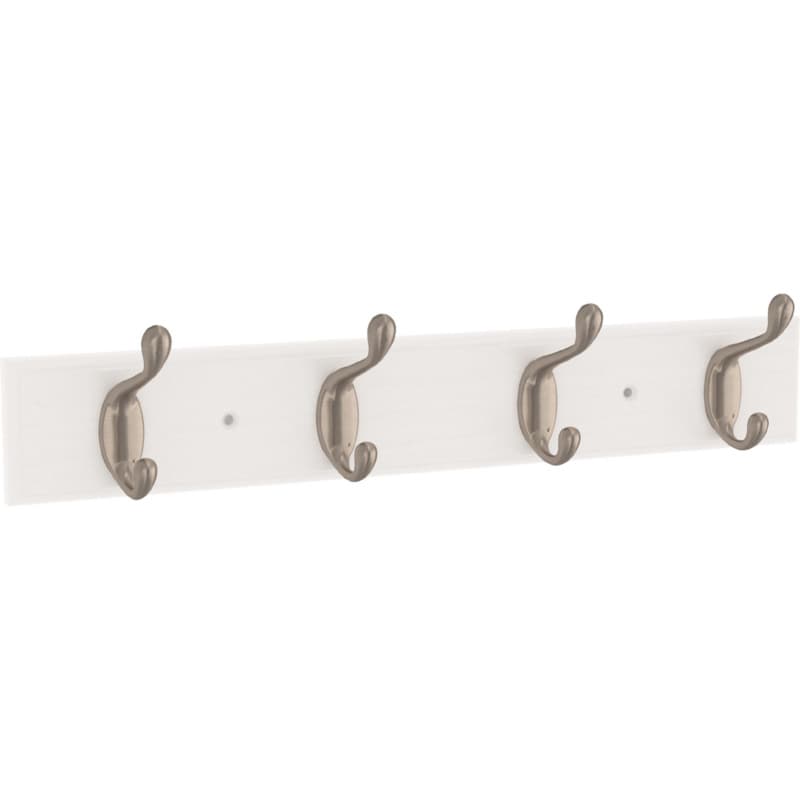 Casual Curve Coat & Hat Hook Rack with 4 Hooks, 16", Pure White & Nickel, 2/Pack - B46717K-PMN-C2