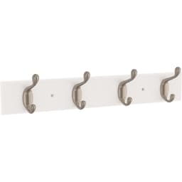 Casual Curve Coat & Hat Hook Rack with 4 Hooks, 16", Pure White & Nickel, 2/Pack - B46717K-PMN-C2