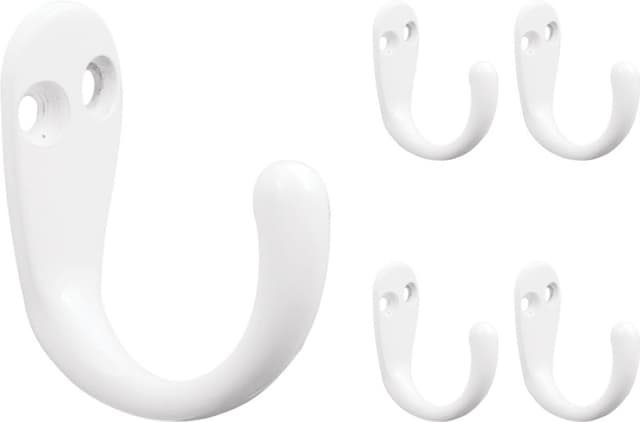 Franklin Brass Single Prong Robe Hook, White, 5/Pack - B59103M-W-C