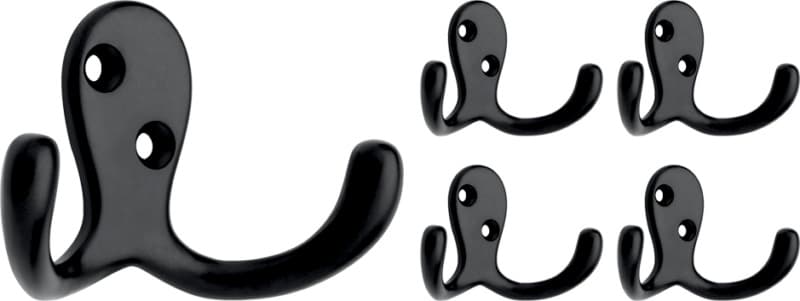 Franklin Brass Double Prong Robe Hook, Matte Black, 5 per pack - B59104M-FB-C