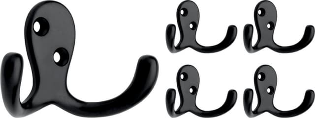 Franklin Brass Double Prong Robe Hook, Matte Black, 5/Pack - B59104M-FB-C