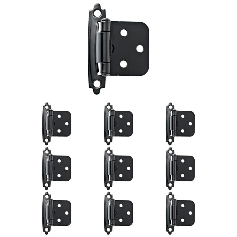 Liberty Self-Closing Overlay Hinge, Matte Black, 10/Pack - H0103BL-FB-SP