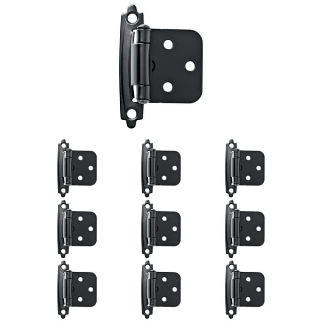 Liberty Self-Closing Overlay Hinge, Matte Black, 10 pack - H0103BL-FB-SP