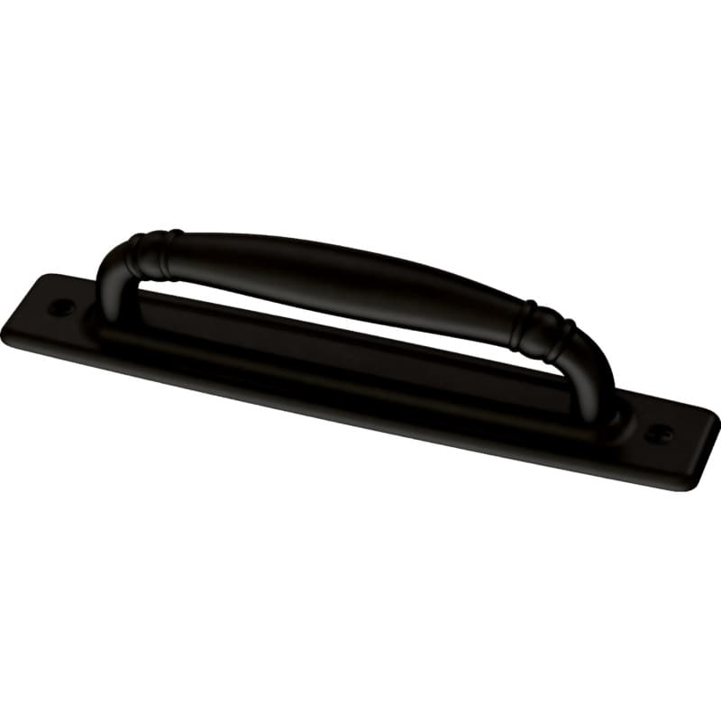Franklin Brass Pull w/Backplate, 4" (102mm) CC, Matte Black - P28197K-FB-B