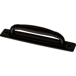 Franklin Brass Pull w/Backplate, 4" (102mm) CC, Matte Black - P28197K-FB-B