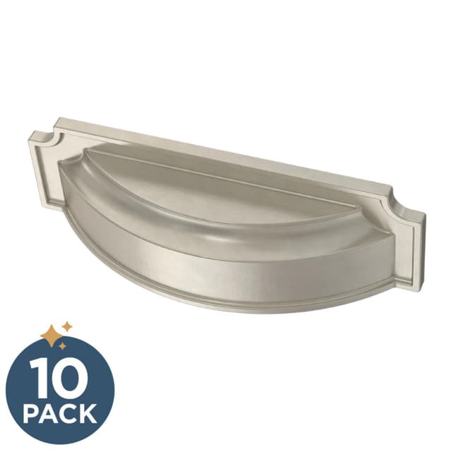 Franklin Brass Notched Backplate Dual Mount Cup Pull, 3 or 3-3/4" (76 or 96mm), Satin Nickel, 10 pack - P40110C-SN-B