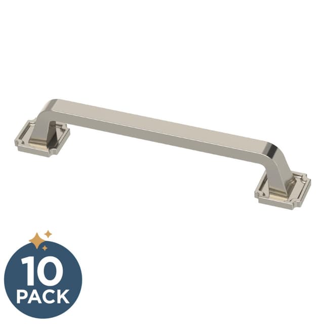 Franklin Brass Notched Backplate Pull, 5-1/16" (128mm), Polished Nickel, 10 pack - P40125C-PN-B