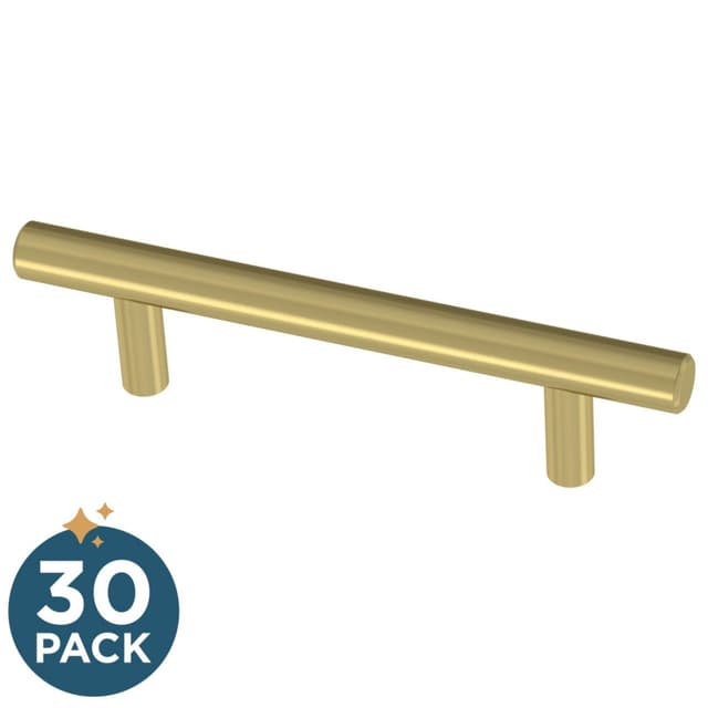 Franklin Brass Simple Round Bar Pull, 3" (76mm), Satin Gold, 30 pack - P46640K-523-B3