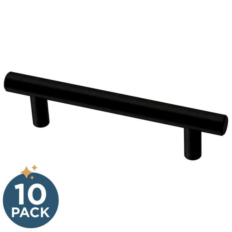 Franklin Brass Simple Round Bar Pull, 3-3/4" (96mm), Matte Black, 10 pack - P46641K-FB-SP
