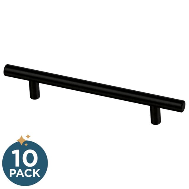 Franklin Brass Simple Round Bar Pull, 5-1/16" (128mm), Matte Black, 10 pack - P46642K-FB-B