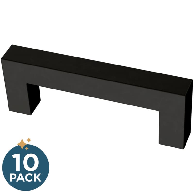 Franklin Brass Simple Modern Square Pull, 3" (76mm), Matte Black, 10 pack - P46644K-FB-B