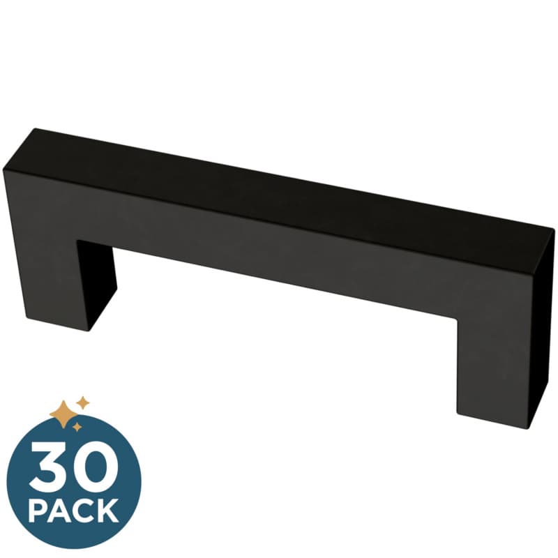 Franklin Brass Simple Modern Square Pull, 3" (76mm), Matte Black, 30 pack - P46644K-FB-B2