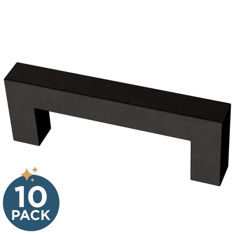 Franklin Brass Simple Modern Square Pull, 3" (76mm), Matte Black, 10 pack - P46644K-FB-SP