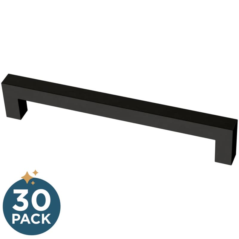 Franklin Brass Simple Modern Square Pull, 6-5/16" (160mm), Matte Black, 30 pack - P46647K-FB-B2