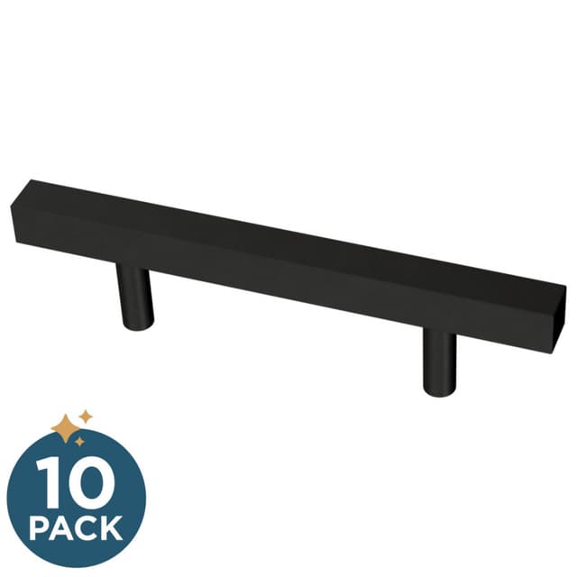 Franklin Brass Simple Square Bar Pull, 3" (76mm), Matte Black, 10 pack - P46655K-FB-B