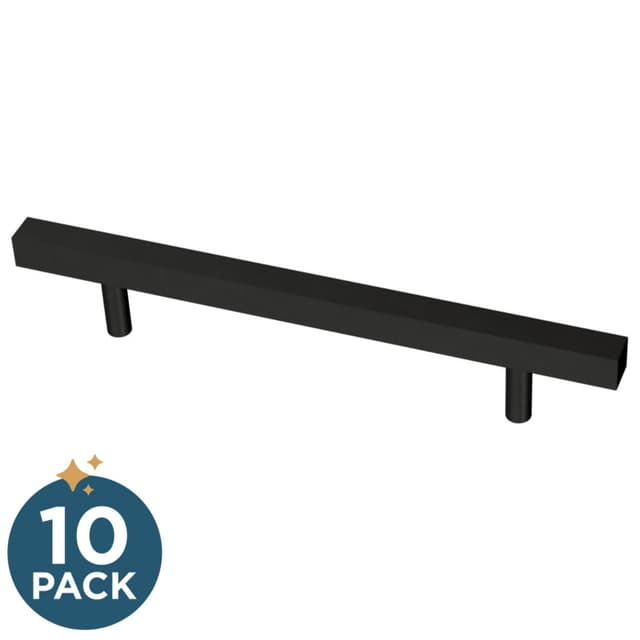 Franklin Brass Simple Square Bar Pull, 5-1/16" (128mm), Matte Black, 10 pack - P46657K-FB-B