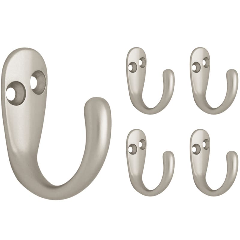 Franklin Brass Single Prong Robe Hook, Matte Nickel, 5 per pack - FBSPRH5-MN-C