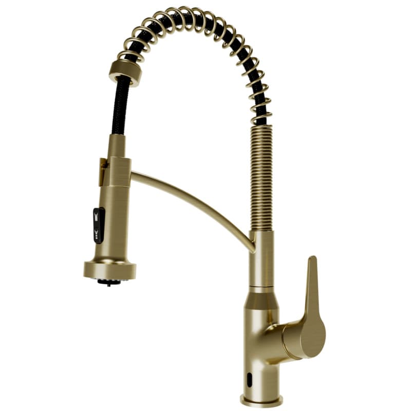 Karran Scottsdale ADA Single Handle Touchless Pull-Down Kitchen Faucet, Spot Free Brushed Gold, KKF215SFBG
