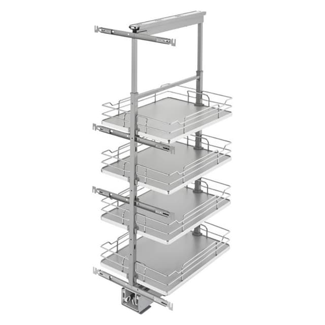 Rev-A-Shelf 5343 Series 16-1/4"W Soft-Close Full Extension Slides 45-50-3/4"H x 21-11/16"D 4 Shelf, Gray Pull Out Pantry - 5343-16-GR