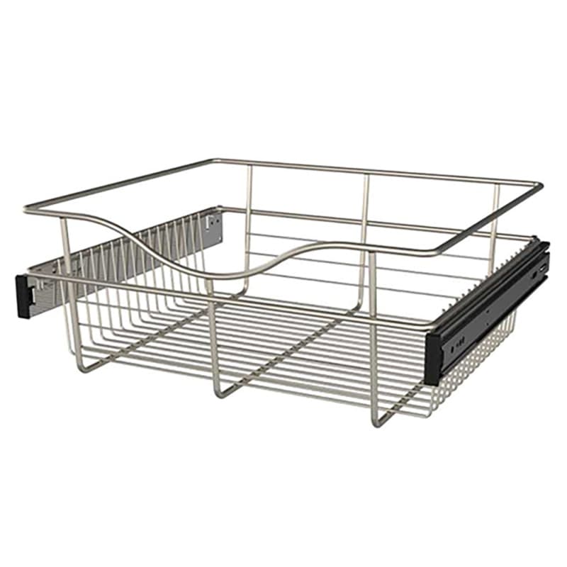Rev-A-Shelf Steel 18"W x 16"D x 7"H Side Mount Satin Nickel Closet Basket, CB-181607SN-3