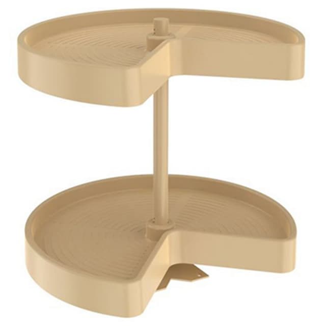 Rev-A-Shelf LD-2472 18" D Polymer Almond Kidney Shape Lazy Daisy Susan Independently Rotating, 2 Tray Set with Bottom Mount Hardware, LD-2472-18BM-15-1