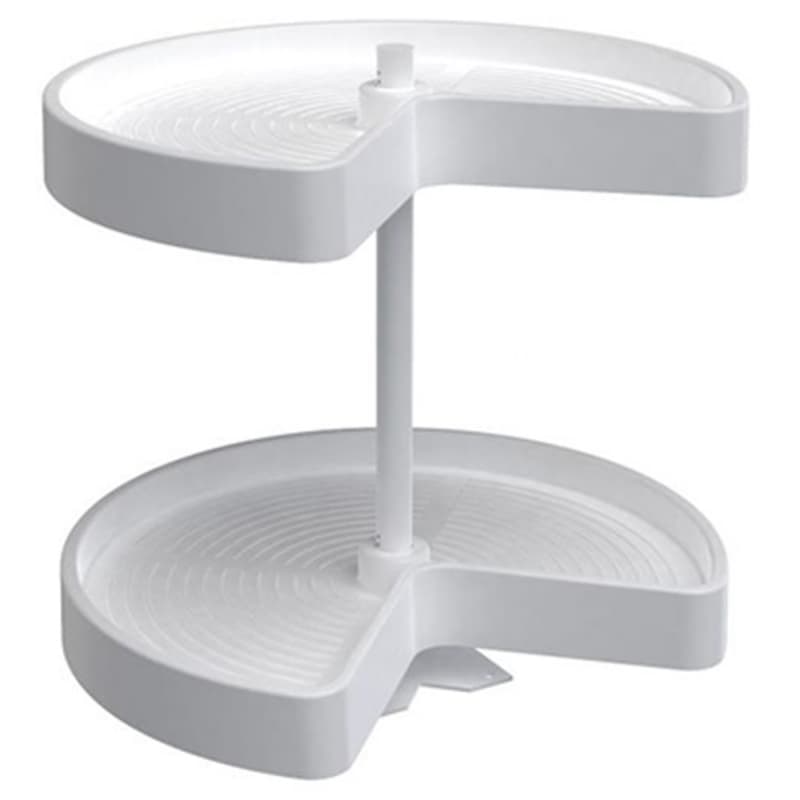 Rev-A-Shelf LD-2472 18" D White Polymer Kidney Shape Lazy Daisy Susan Independently Rotating, 2 Tray Set with Bottom Mount Hardware, LD-2472-18BM-11-1