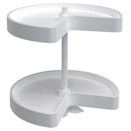 Rev-A-Shelf LD-2472 24" D White Polymer Kidney Shape Lazy Daisy Susan Independently Rotating, 2 Tray Set with Bottom Mount Hardware, LD-2472-24BM-11-1