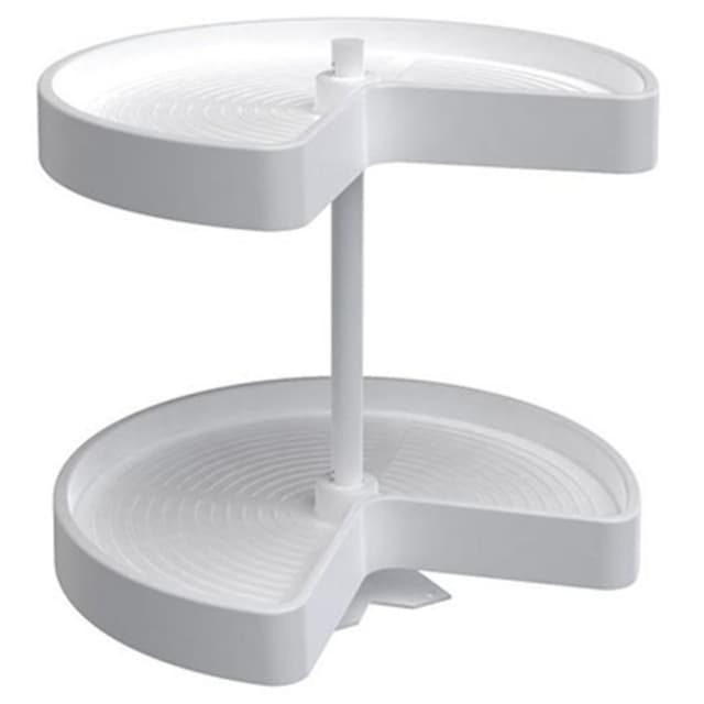 Rev-A-Shelf LD-2472 24" D White Polymer Kidney Shape Lazy Daisy Susan Independently Rotating, 2 Tray Set with Bottom Mount Hardware, LD-2472-24BM-11-1