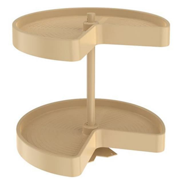 Rev-A-Shelf LD-2472 28" D Polymer Almond Kidney Shape Lazy Daisy Susan Independently Rotating, 2 Tray Set with Bottom Mount Hardware, LD-2472-28BM-15-1