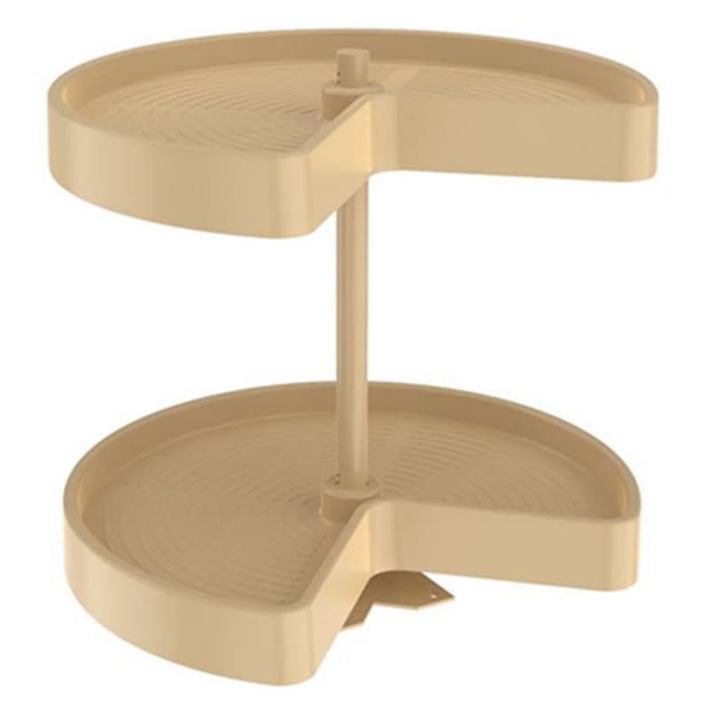 Rev-A-Shelf LD-2472 32" D Polymer Almond Kidney Shape Lazy Daisy Susan Independently Rotating, 2 Tray Set with Bottom Mount Hardware, LD-2472-32BM-15-1