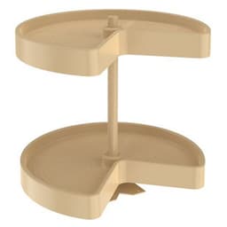 Rev-A-Shelf LD-2472 32" D Polymer Almond Kidney Shape Lazy Daisy Susan Independently Rotating, 2 Tray Set with Bottom Mount Hardware, LD-2472-32BM-15-1