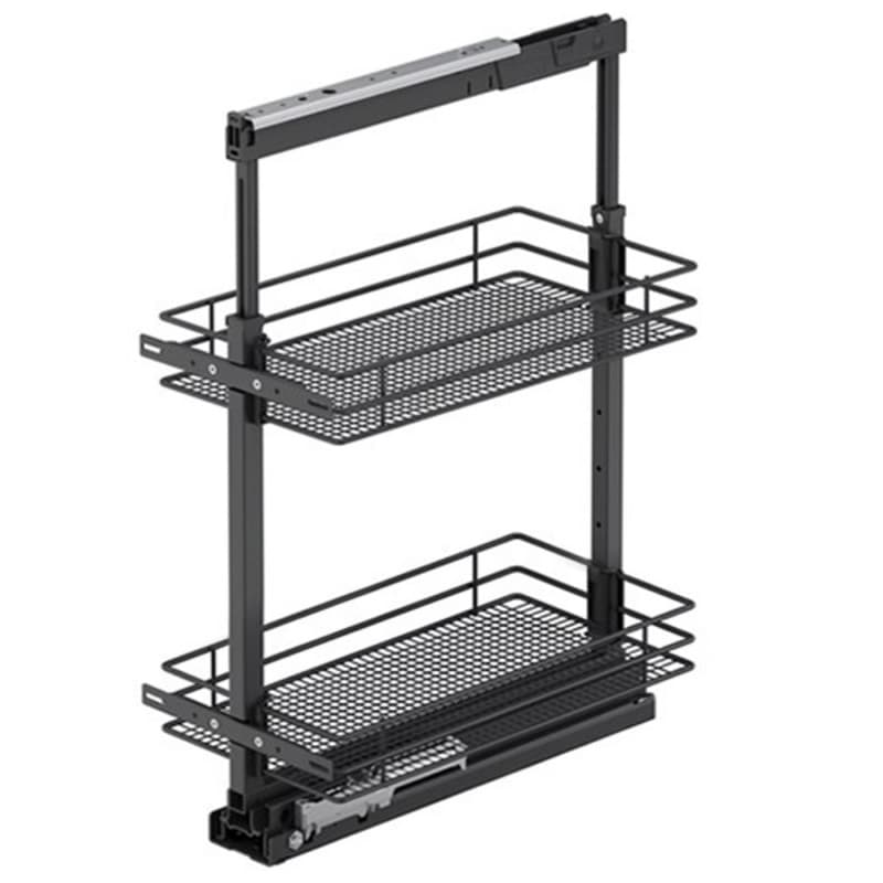 Vauth-Sagel 8-1/4" 2-Tier Saphir Pullout Basket with Soft Close, Carbon Steel Gray