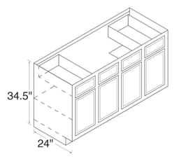 Kitchen Kompact 60"W x 34-1/2"H x 24"D Chadwood Sink Base, Recessed Panel - CW60SB