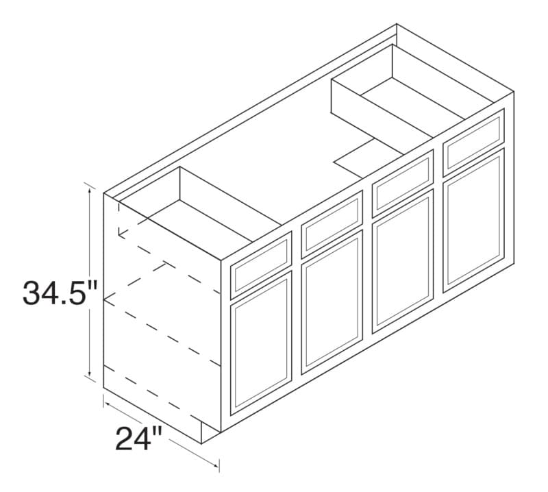 Kitchen Kompact 60"W x 34-1/2"H x 24"D Glenwood Sink Base, Recessed Panel - GW60SB