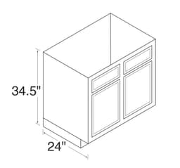 Kitchen Kompact 36"W x 34-1/2"H x 24"D DWhite Sink Base, Recessed Panel - DW36RBS