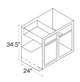 Kitchen Kompact 39"W x 34-1/2"H x 24"D DWhite Base Corner, Recessed Panel - DW39BC