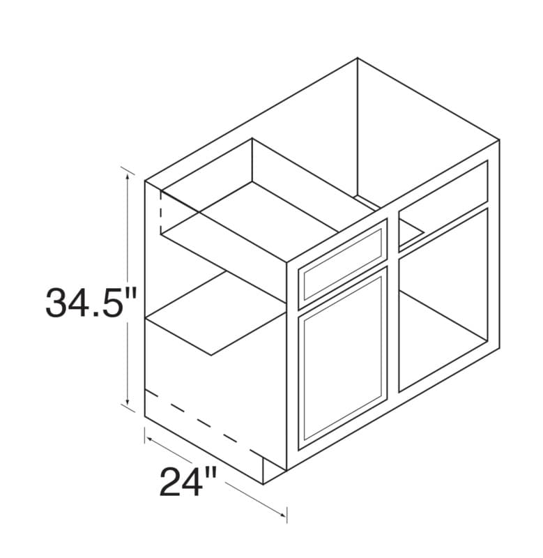 Kitchen Kompact 39"W x 34-1/2"H x 24"D DWhite Base Corner, Recessed Panel - DW39BC